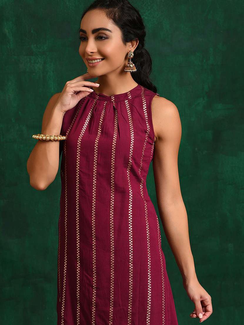 women self design sleeveless kurta skirt set - 22578427 -  Standard Image - 1