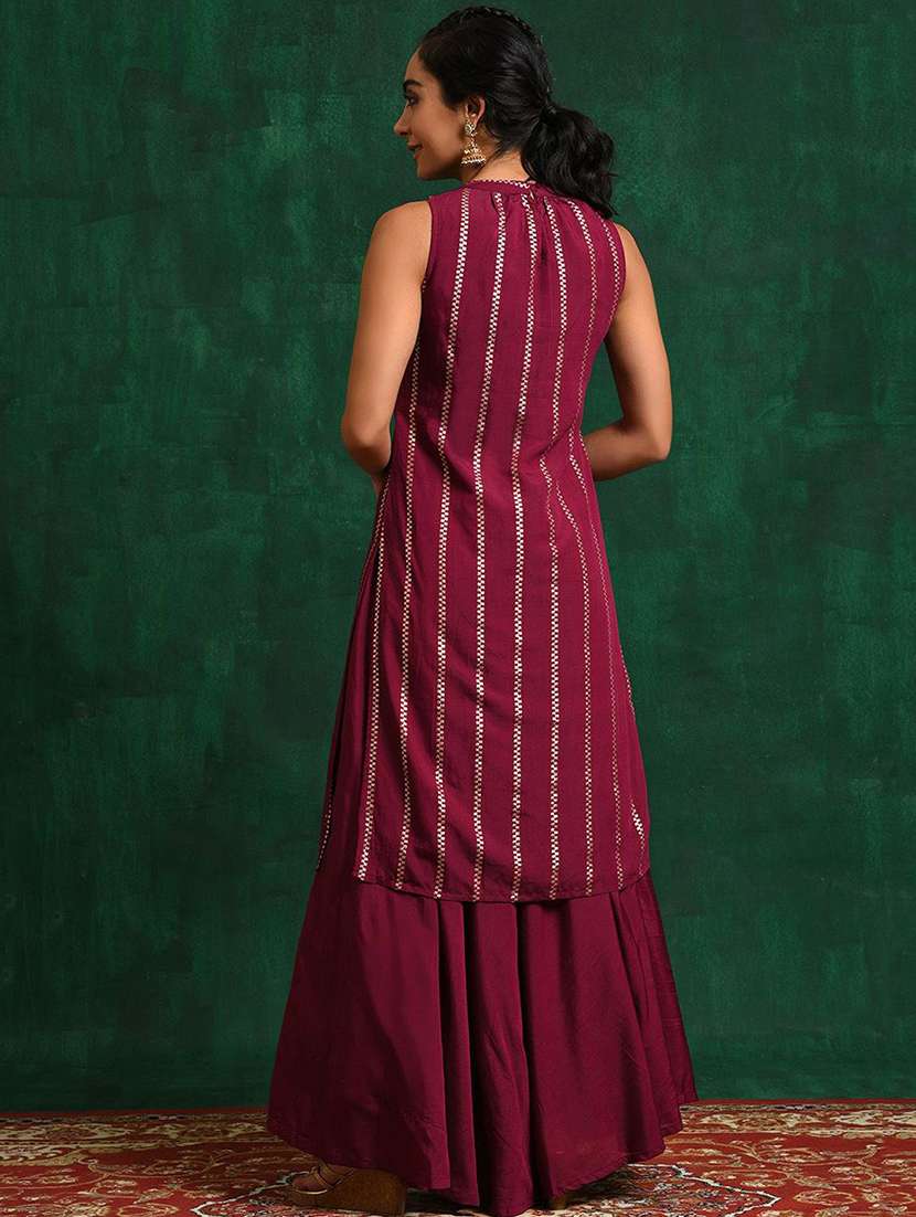 women self design sleeveless kurta skirt set - 22578427 -  Standard Image - 4