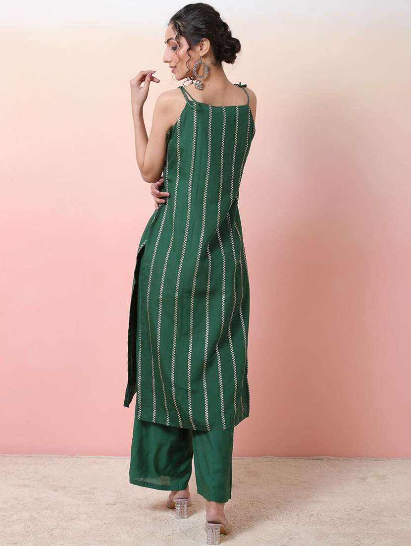 women self design sleeveless kurta pant set - 22578430 -  Standard Image - 4