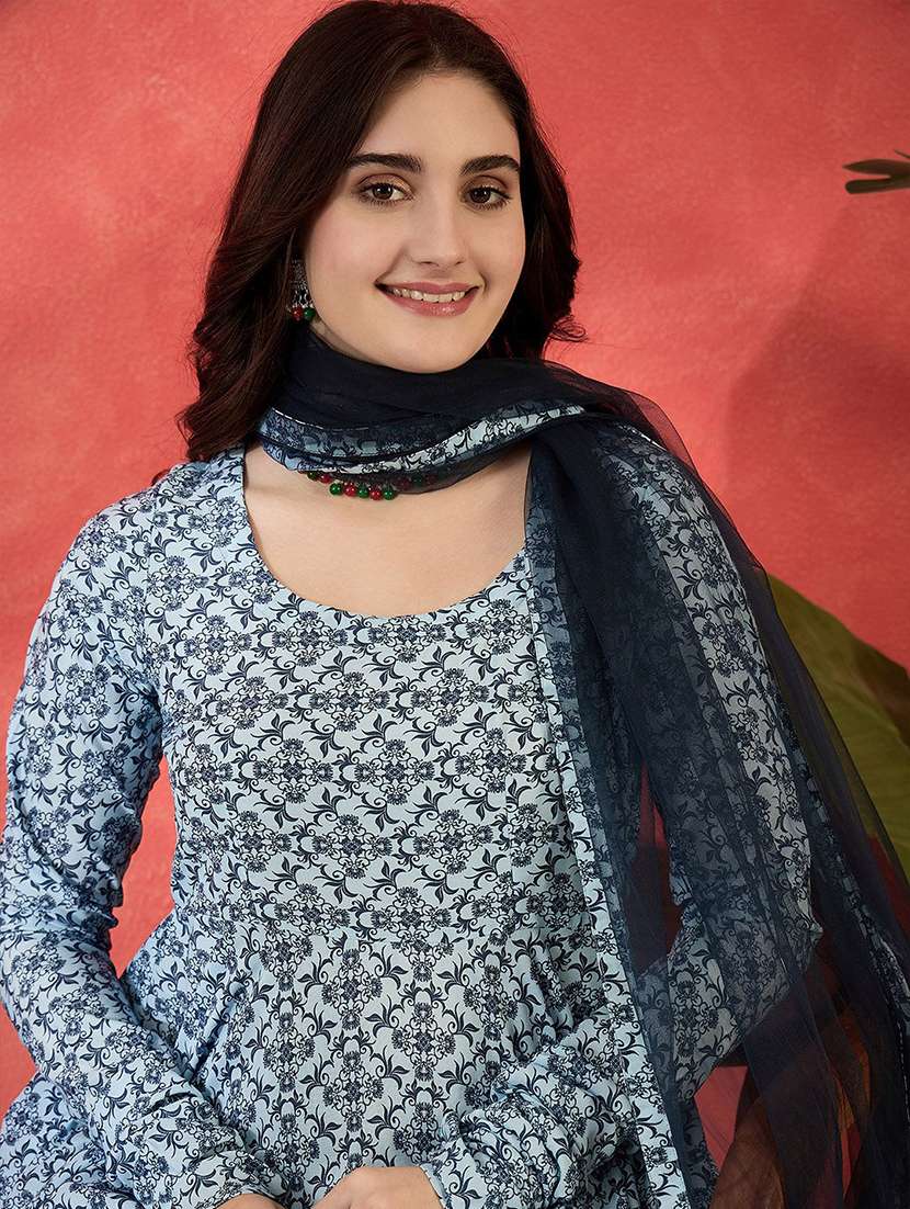 women printed long sleeves kurta pant set with dupatta - 22578432 -  Standard Image - 1