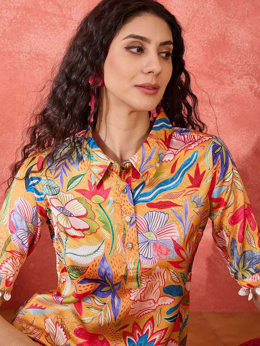 Women Printed Three Quarter Sleeves Ethnic Co-ord S - 22578455 -  Standard Image - 1