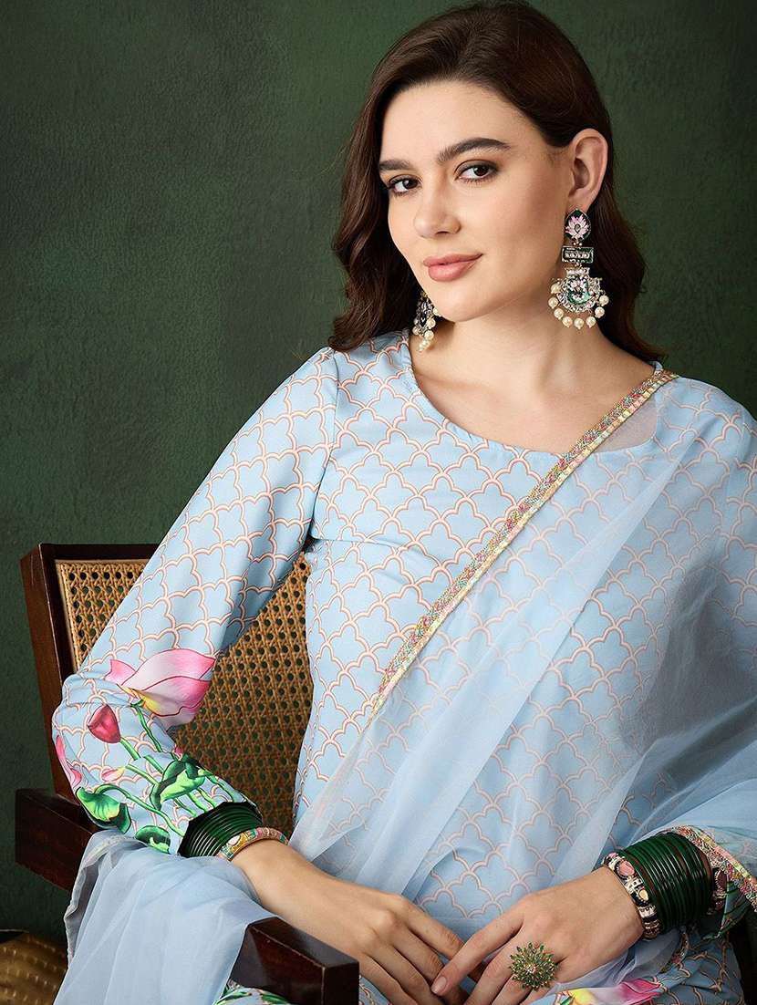 women printed long sleeves kurta pant set with dupatta - 22578468 -  Standard Image - 1
