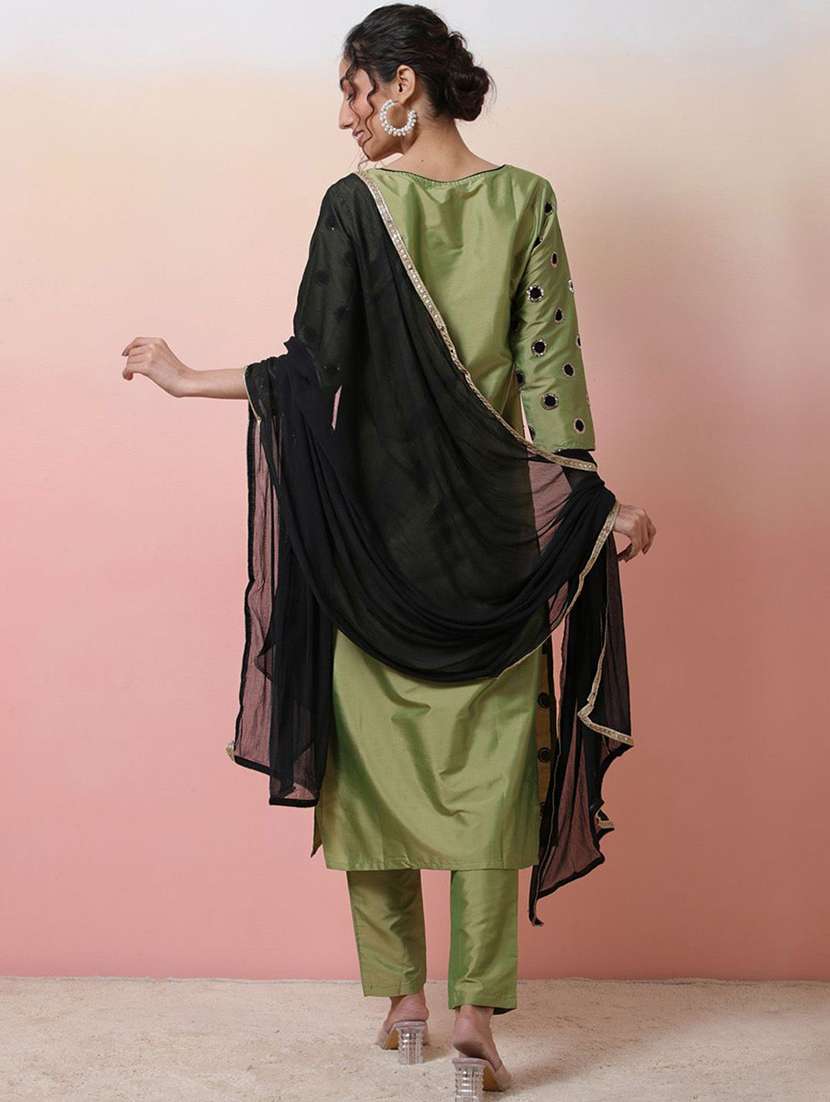 women printed three quarter sleeves kurta pant set with dupatta - 22578472 -  Standard Image - 4