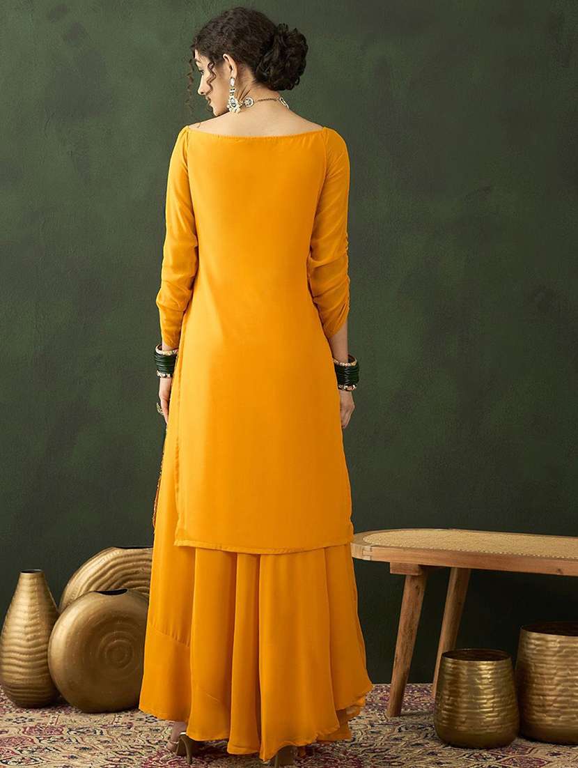women embroidered three quarter sleeves kurta skirt set - 22578497 -  Standard Image - 4