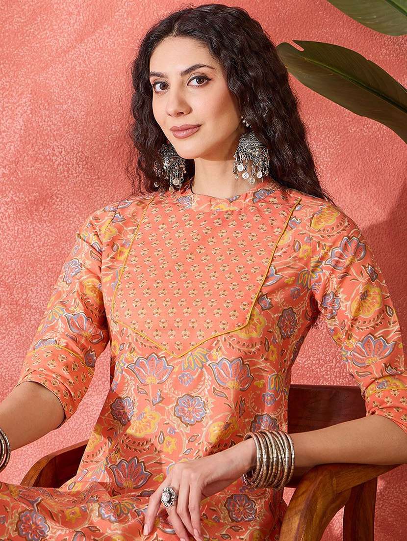 women printed three quarter sleeves kurta salwar set - 22578500 -  Standard Image - 1