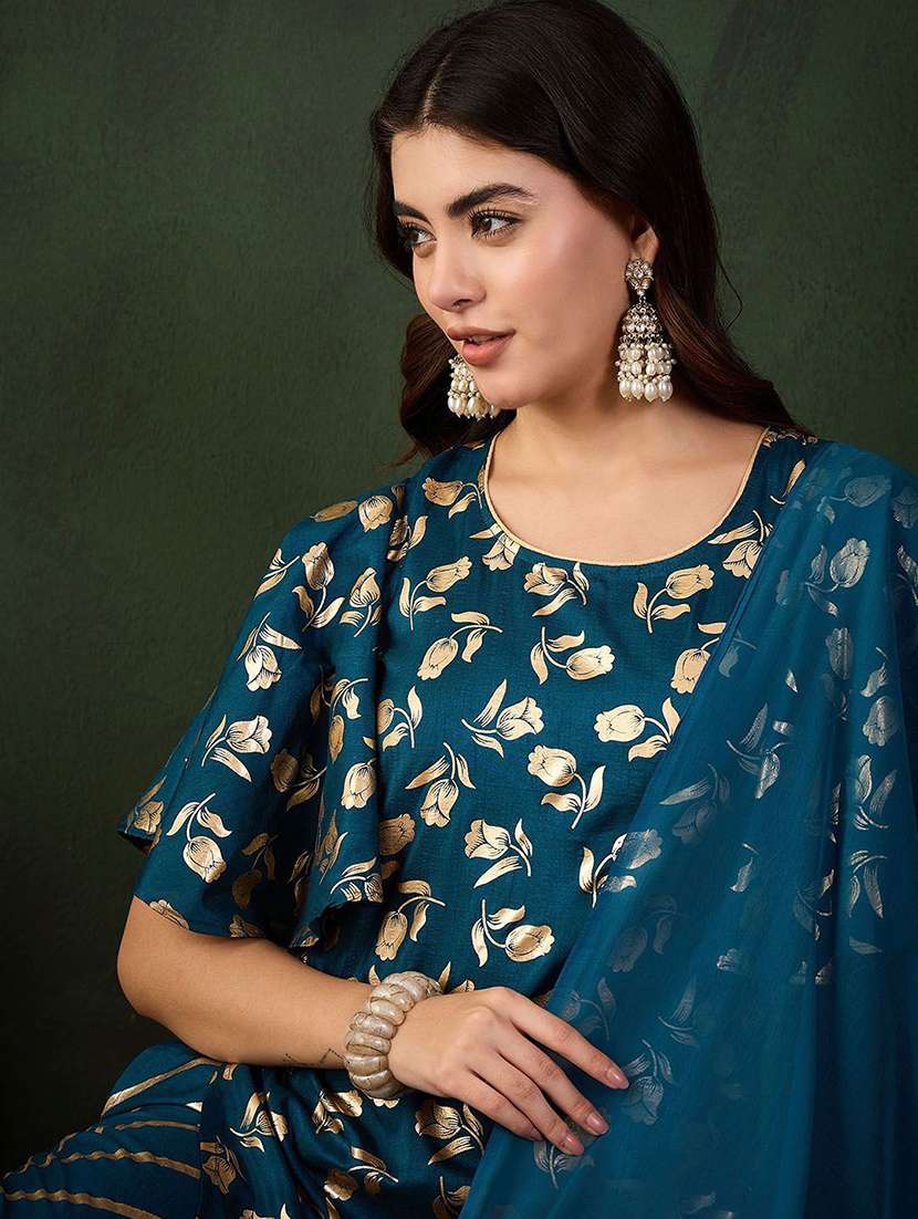women printed flared sleeves kurta palazzo set with dupatta - 22578502 -  Standard Image - 1