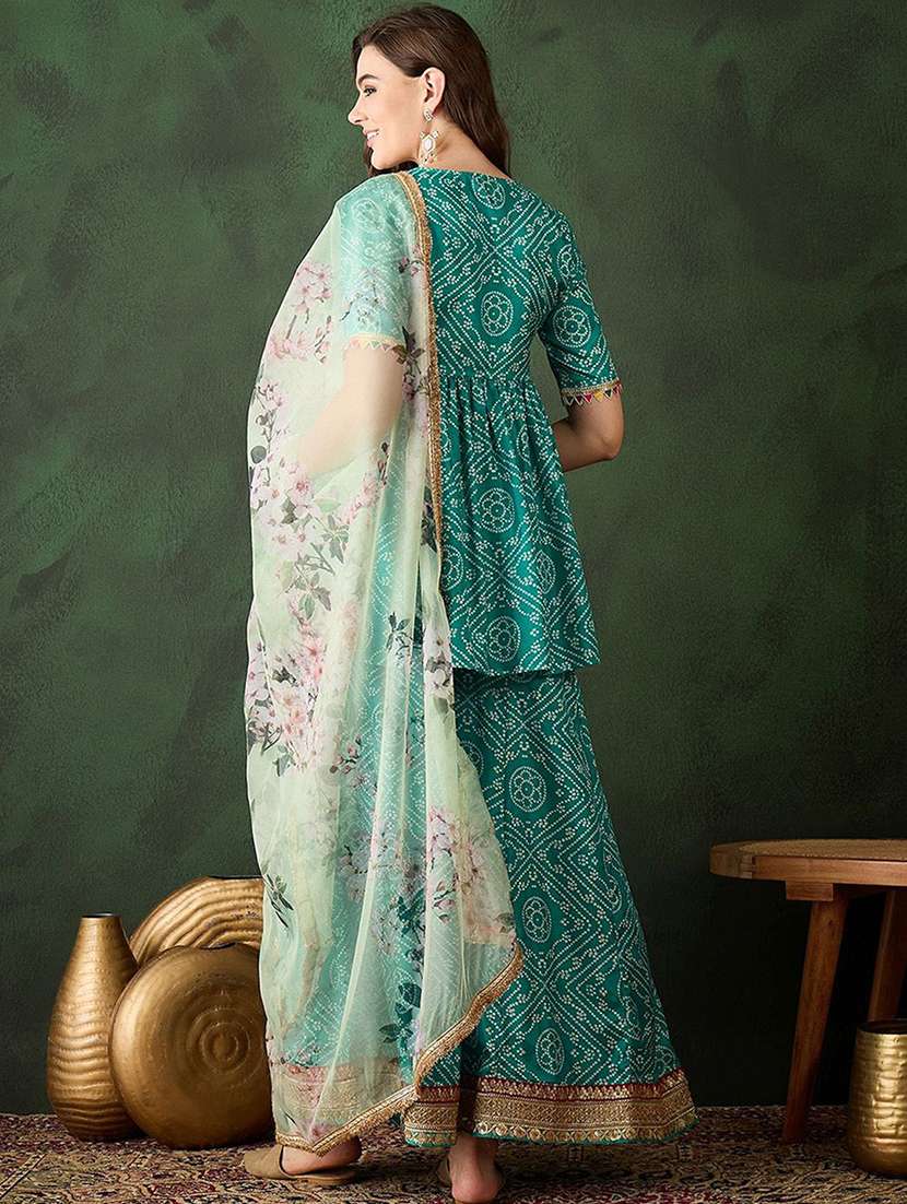 women printed short sleeves kurta palazzo set with dupatta - 22578511 -  Standard Image - 4