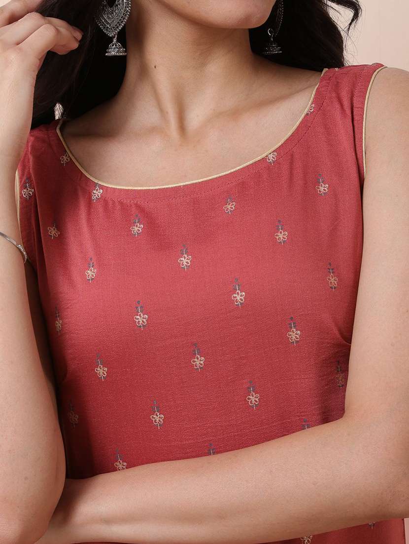women printed sleeveless kurta pant set - 22578519 -  Standard Image - 1