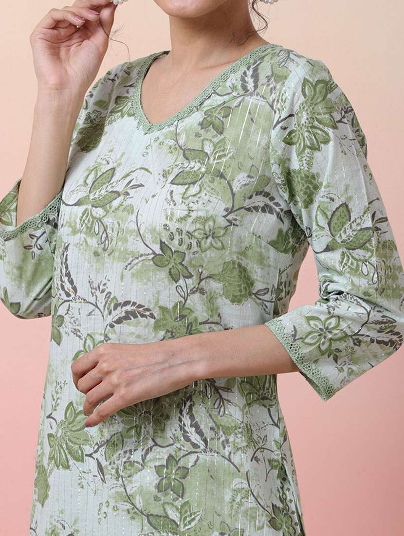 women printed three quarter sleeves kurta salwar set - 22578522 -  Standard Image - 1