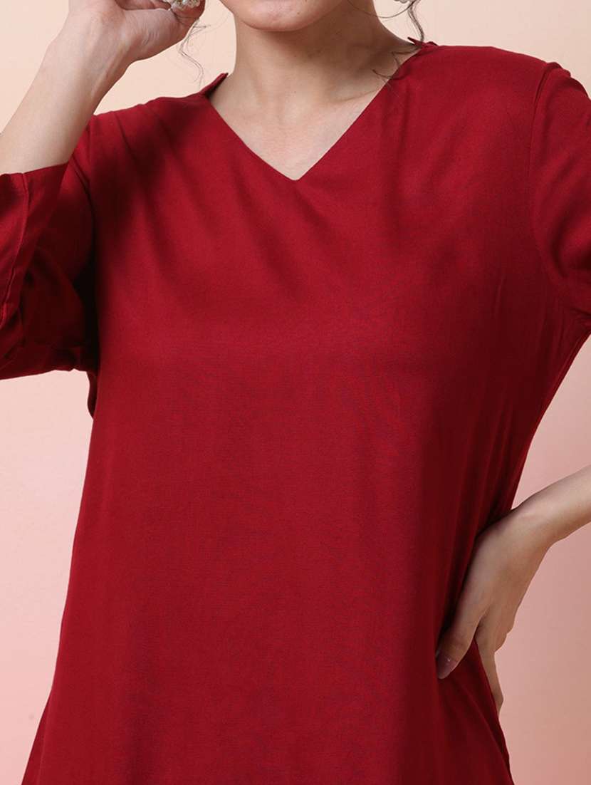 Women Solid Three Quarter Sleeves Kurta Salwar Set - 22578525 -  Standard Image - 1