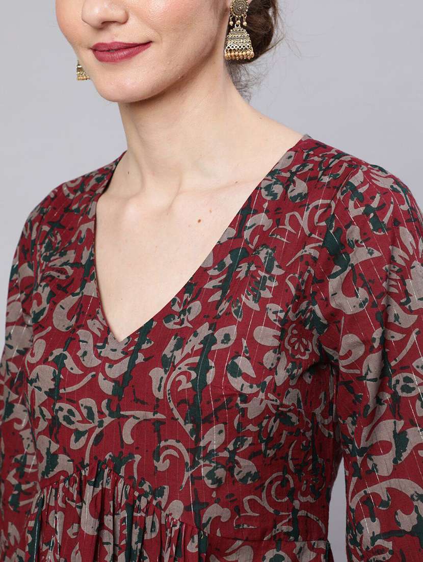 Women Printed Three Quarter Sleeves Kurta Palazzo Set With Dupatta - 22578529 -  Standard Image - 1