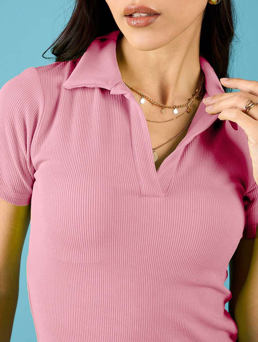 women solid short sleeves polo t-shirt - 22578863 -  Standard Image - 1