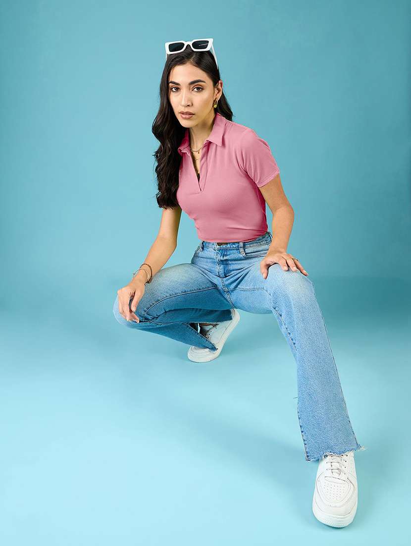 women solid short sleeves polo t-shirt - 22578863 -  Standard Image - 4