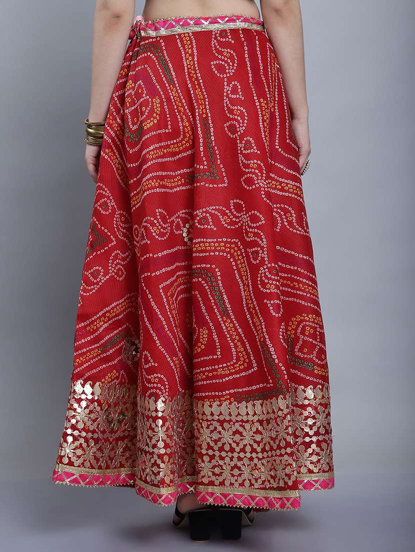 women bandhani printed flared long skirt - 22578915 -  Standard Image - 4
