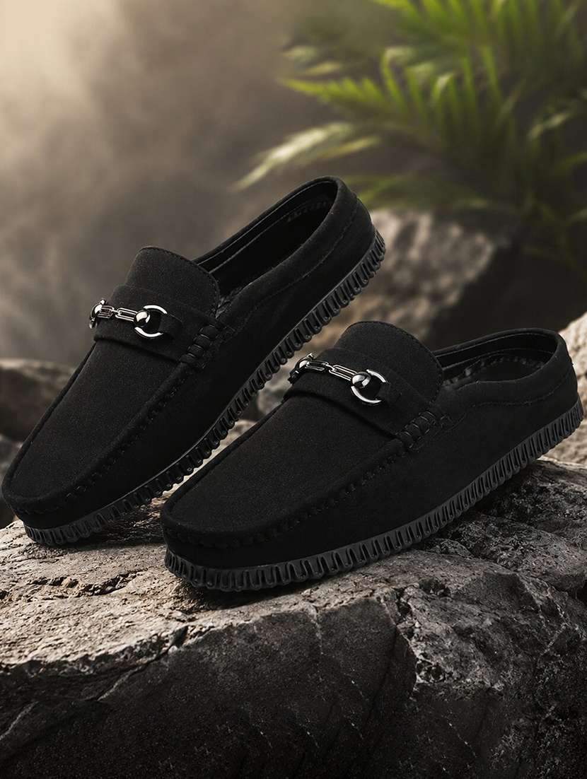 men solid slip on horsebit loafer