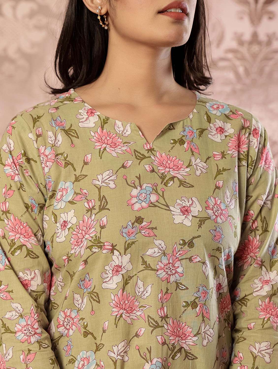 women printed three quarter sleeves ethnic co-ord set - 22579044 -  Standard Image - 1