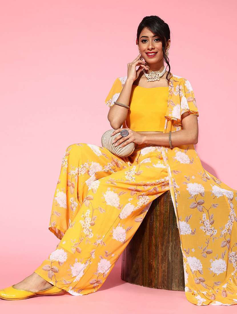 women printed flared sleeves fusion set - 22579053 -  Standard Image - 4