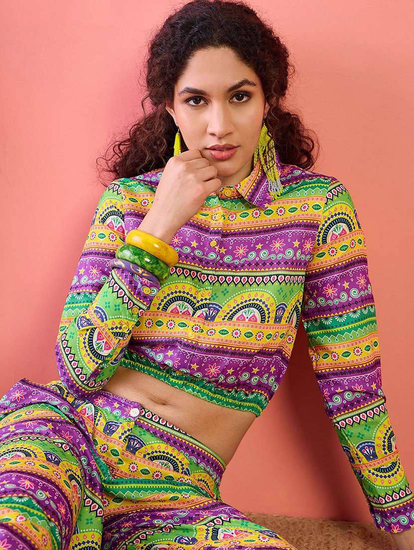 women printed long sleeves shirt and trouser co-ord set - 22579061 -  Standard Image - 1