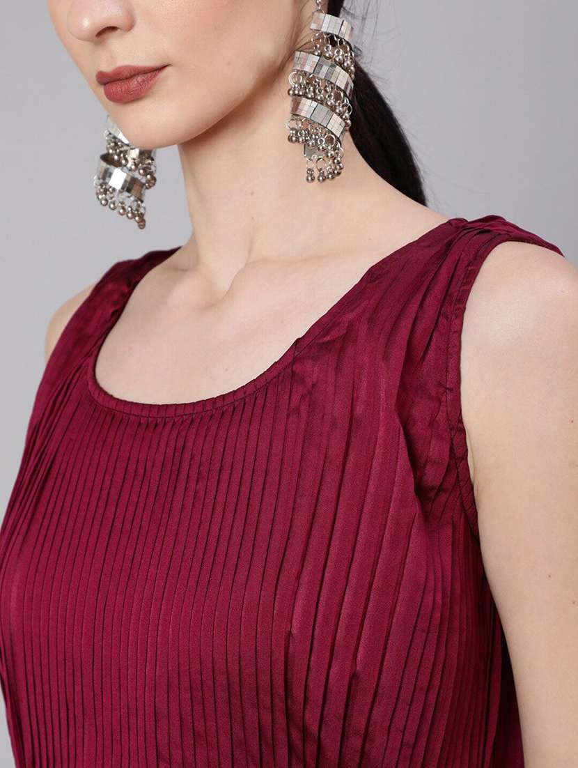 women solid sleeveless fit and flare dress - 22579099 -  Standard Image - 1