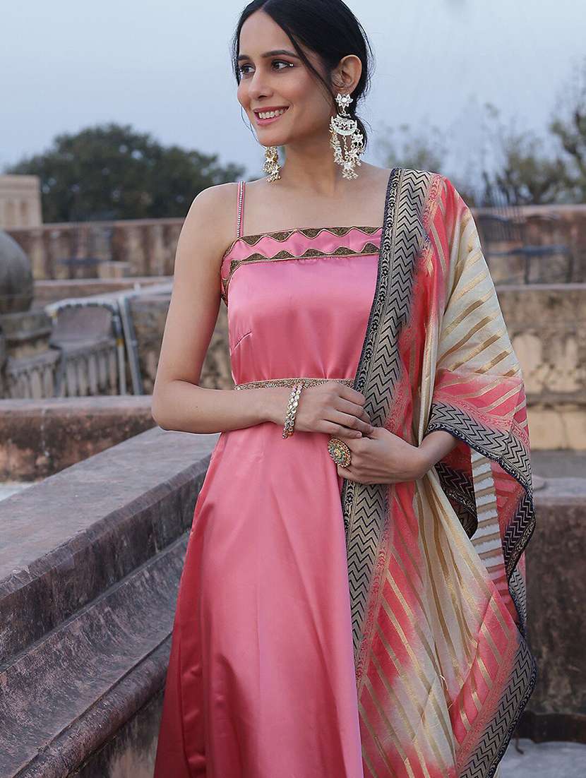 Women Embellished Shoulder Strap Kurta Dupatta Set - 22579111 -  Standard Image - 1