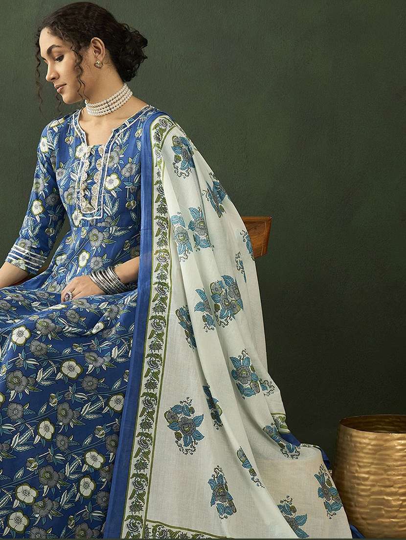 women printed three quarter sleeves kurta dupatta set - 22579114 -  Standard Image - 4