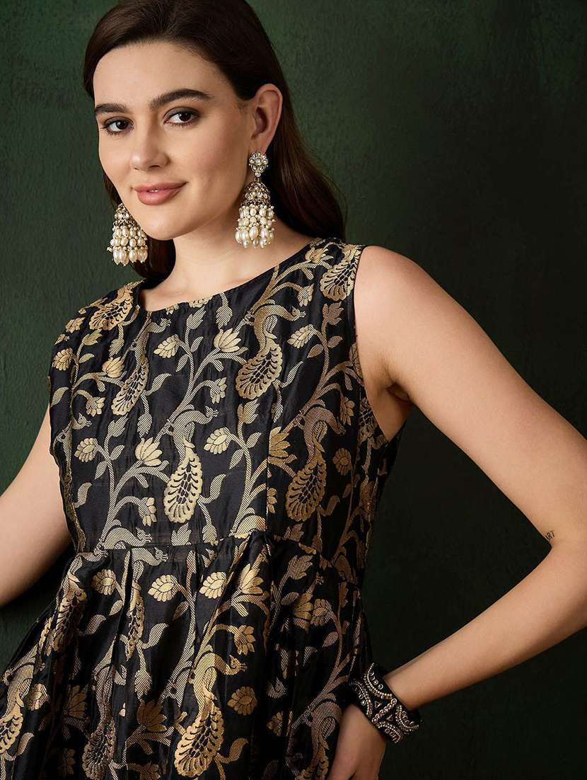 women self design sleeveless fit and flare dress - 22579115 -  Standard Image - 1