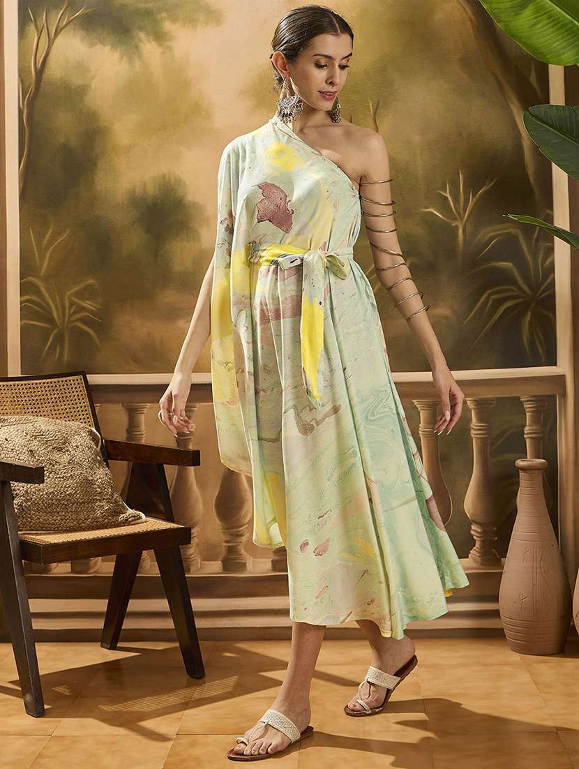 women printed one shoulder kaftan dress - 22579130 -  Standard Image - 4