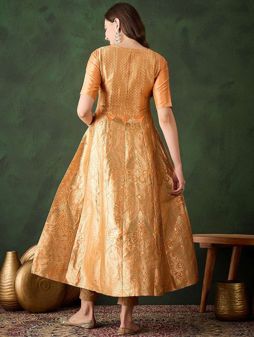 Women Self Design Three Quarter Sleeves Anarkali Kurta - 22579132 -  Standard Image - 4