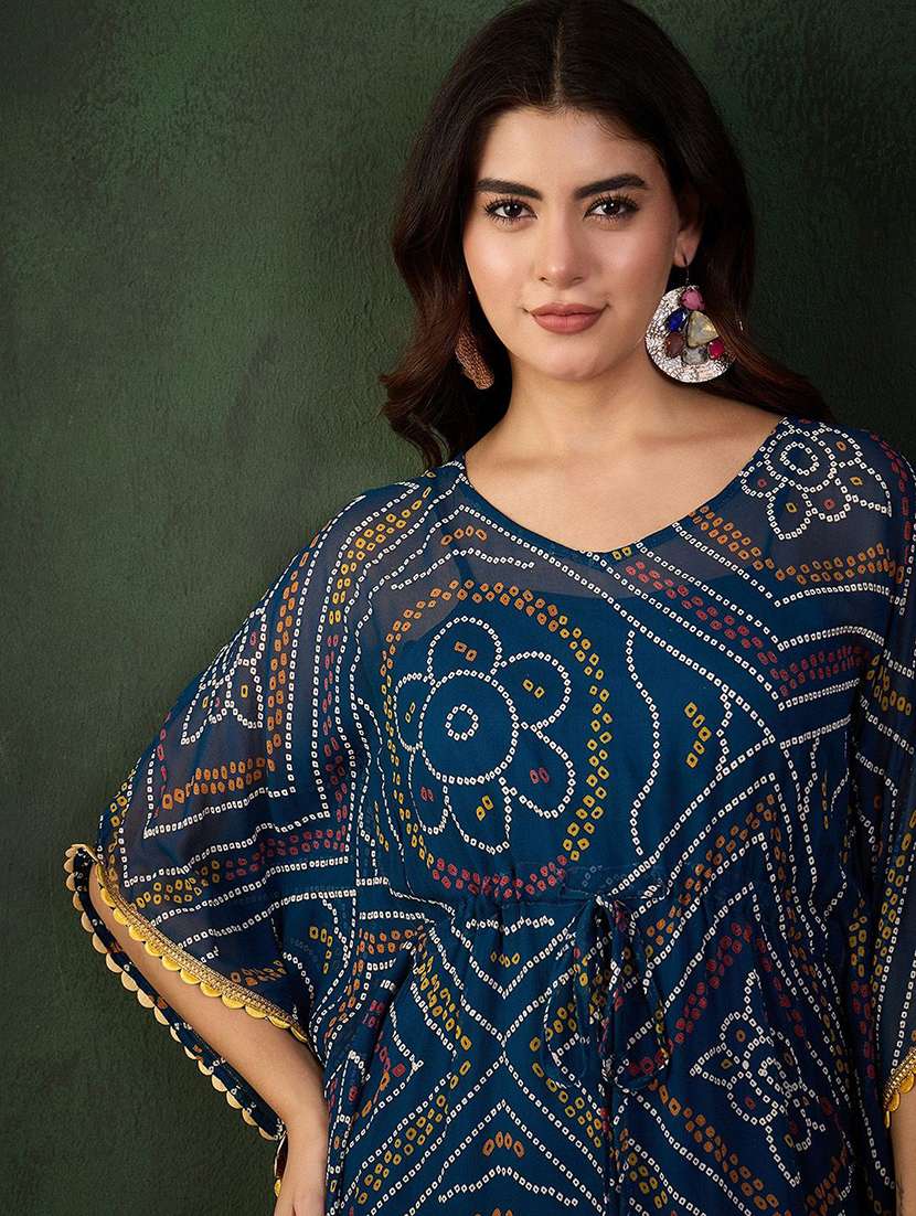 women printed v neck kaftan dress - 22579137 -  Standard Image - 1