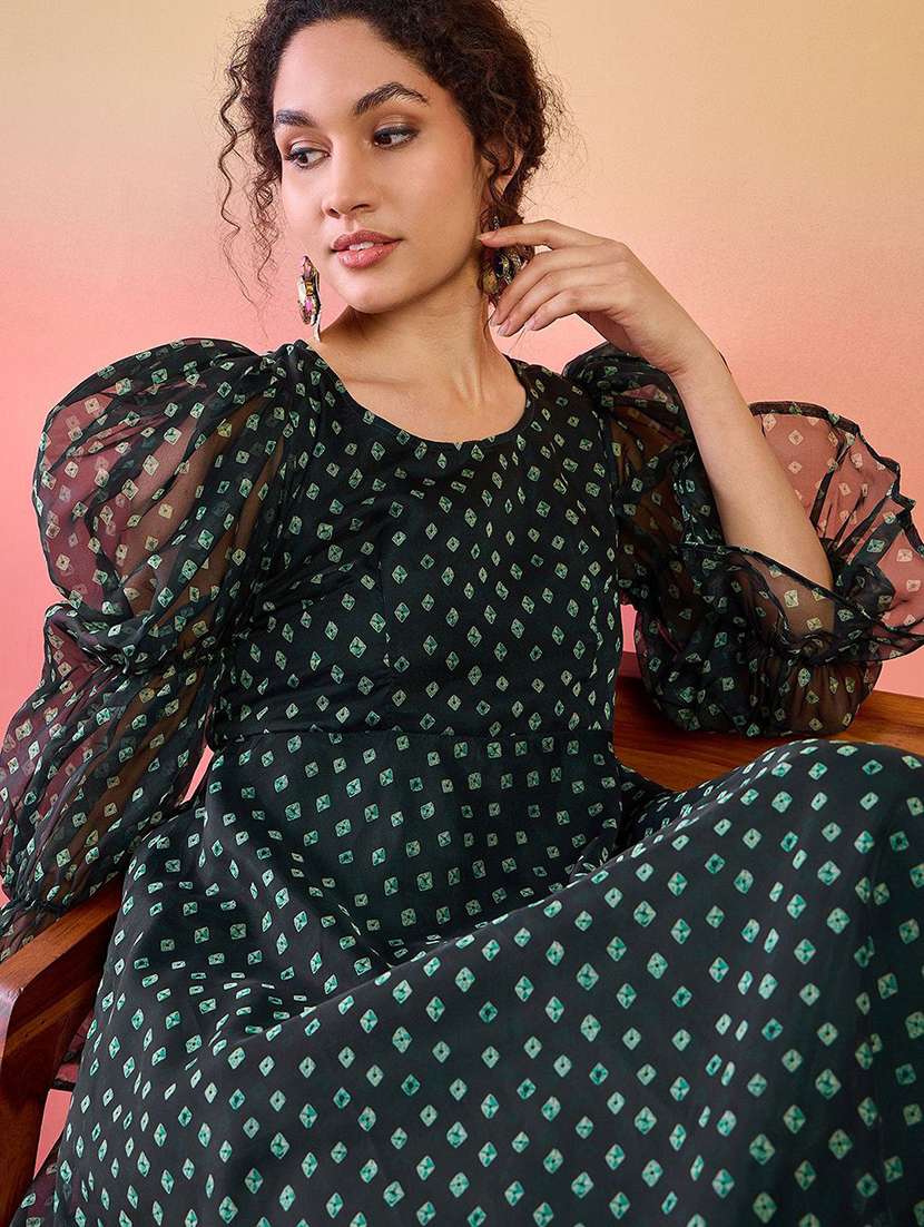 Women Printed Round Neck Fit And Flare Dress - 22579143 -  Standard Image - 1