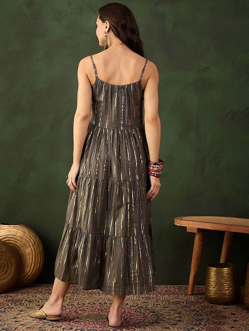 Women Self Design Shoulder Strap Tiered Dress - 22579155 -  Standard Image - 4
