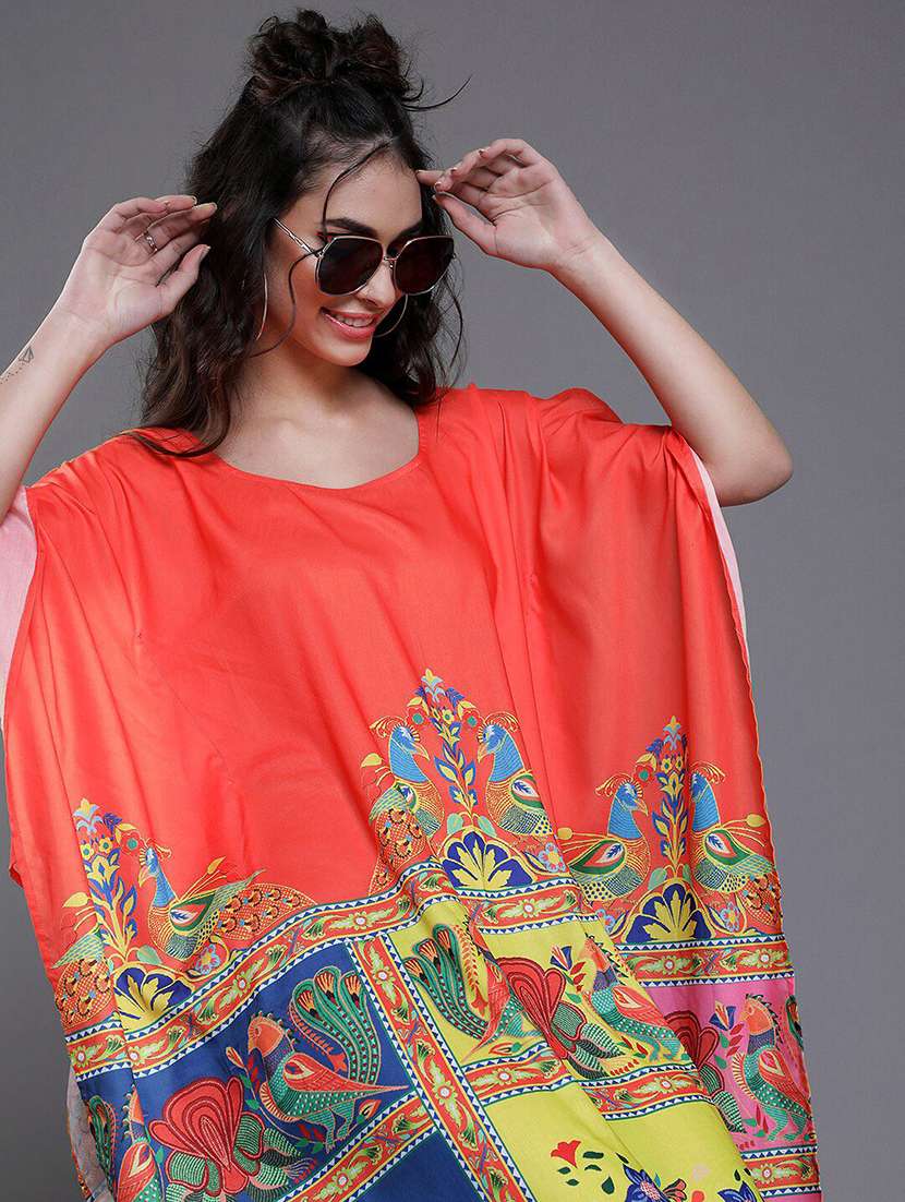 women printed round neck kaftan dress - 22579164 -  Standard Image - 1