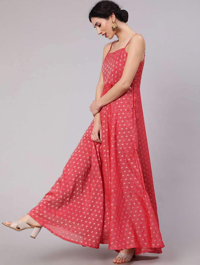 women self design shoulder strap anarkali dress - 22579169 -  Standard Image - 4
