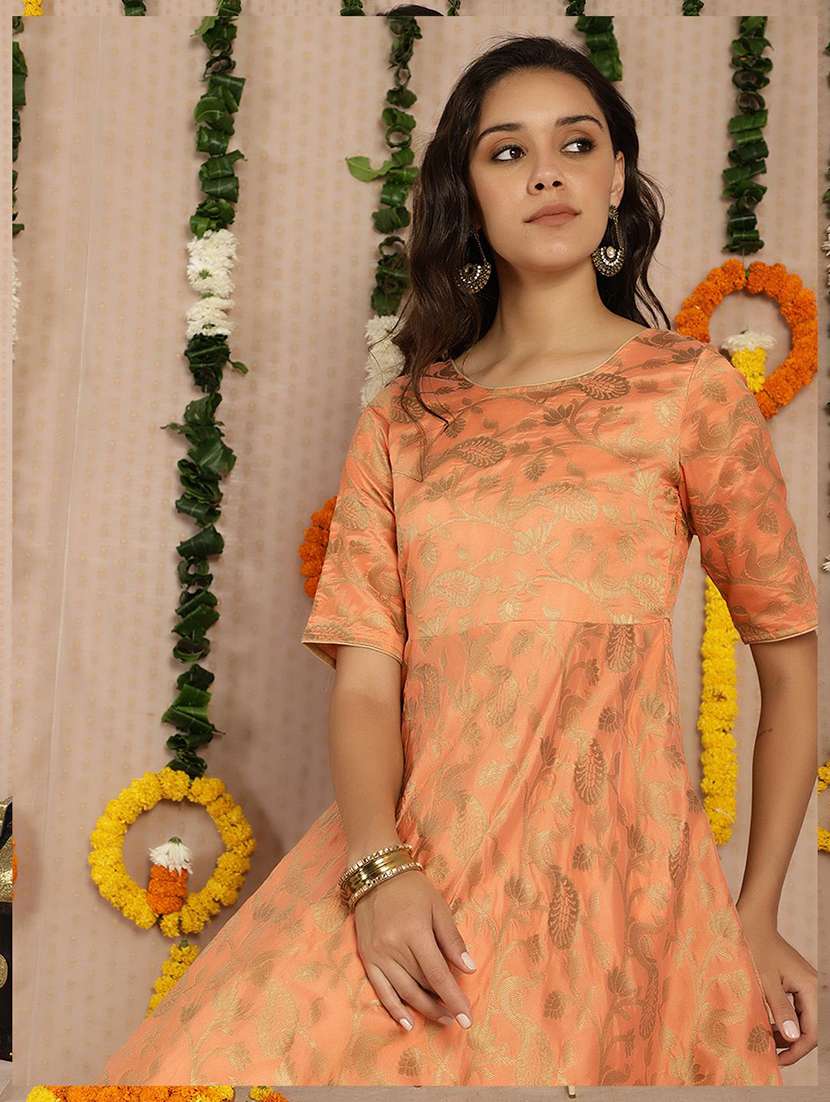 women self design short sleeves fit and flare dress - 22579170 -  Standard Image - 1