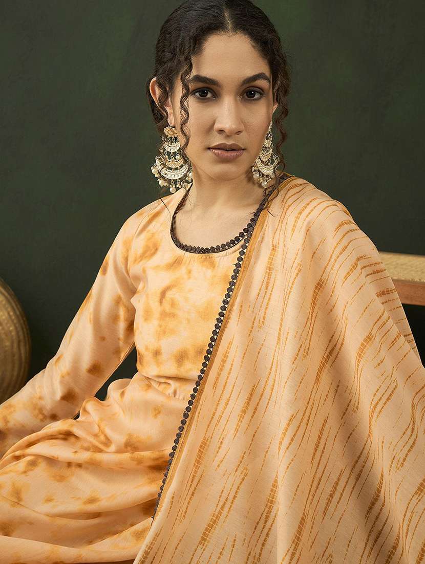 women printed three quarter sleeves kurta dupatta set - 22579174 -  Standard Image - 1