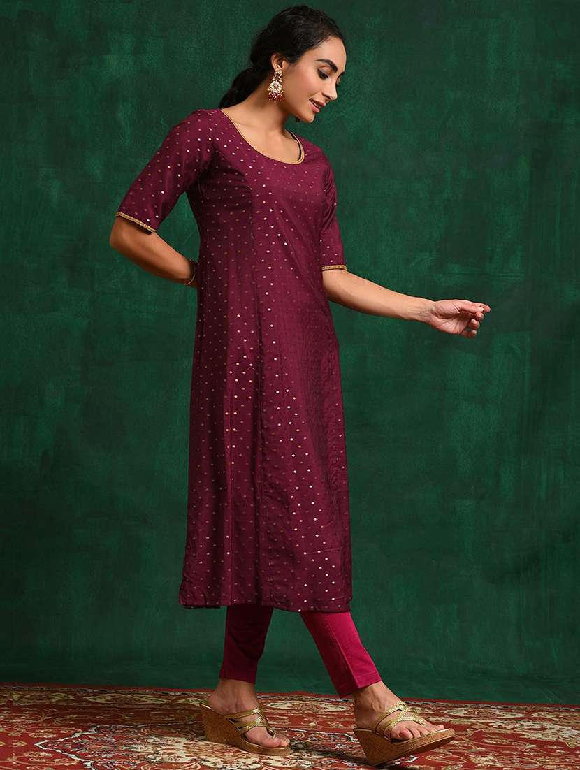 women self design short sleeve a-line kurta - 22579184 -  Standard Image - 4