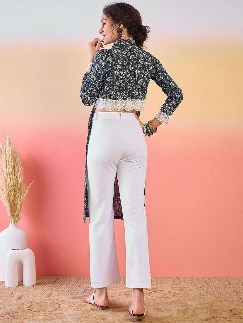 women printed long sleeve high-low kurta  - 22579185 -  Standard Image - 4