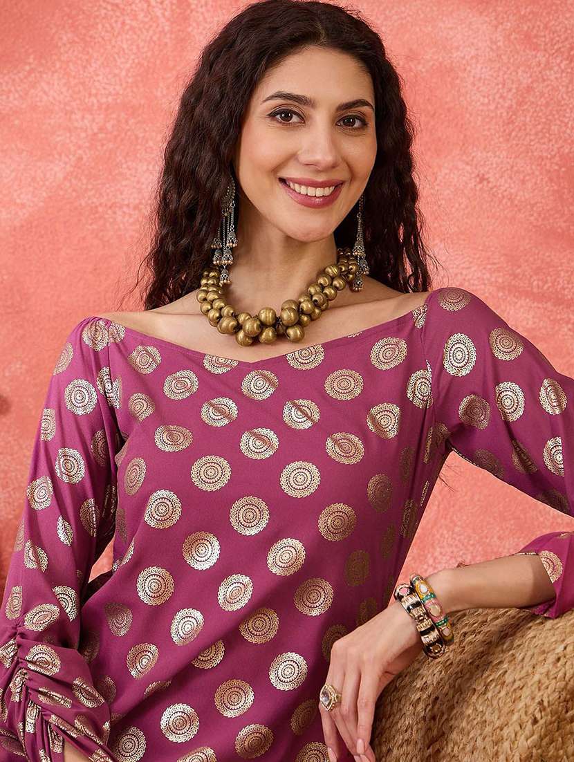 women printed three quarter sleeves straight kurta - 22579187 -  Standard Image - 1