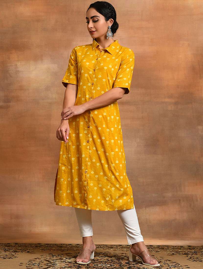 women printed short sleeves straight kurta - 22579194 -  Standard Image - 4
