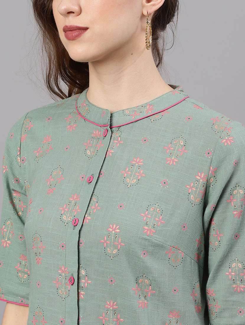 women printed short sleeves straight kurta - 22579195 -  Standard Image - 1