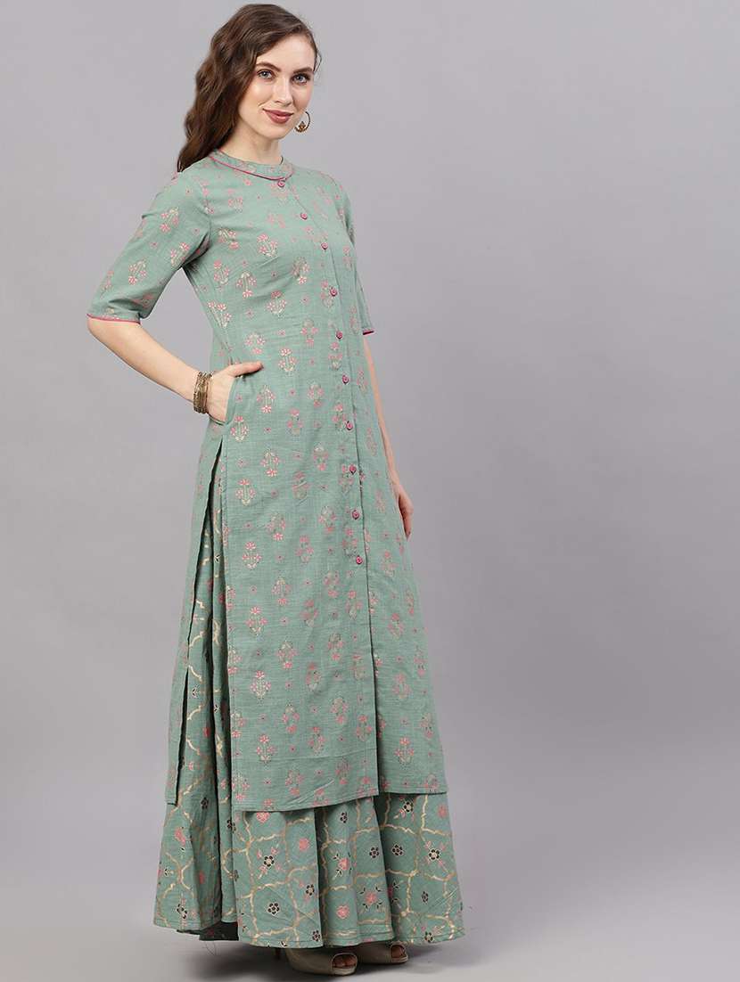 women printed short sleeves straight kurta - 22579195 -  Standard Image - 4