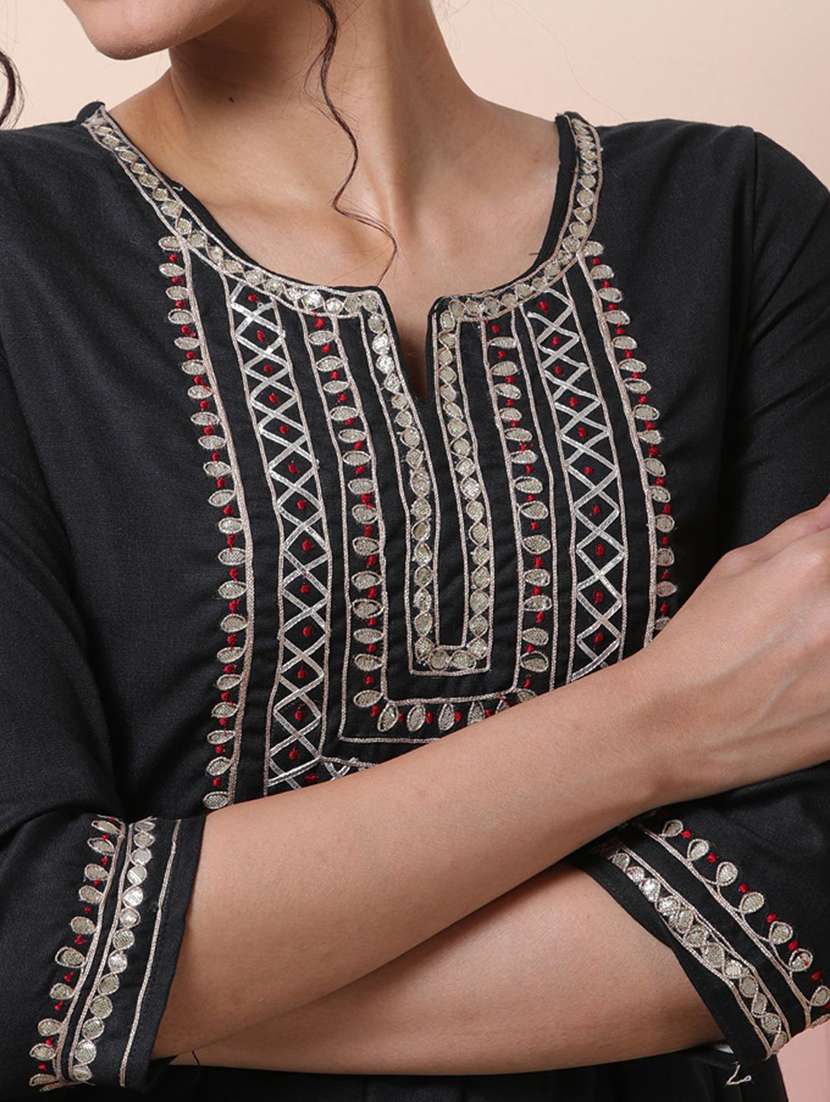 women embroidered three quarter sleeves anarkali kurta - 22579204 -  Standard Image - 1