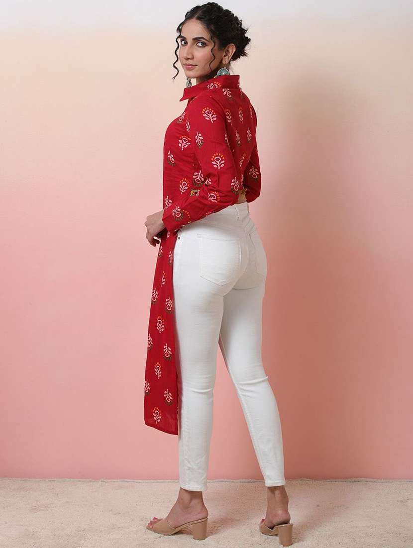 Women Printed Long Sleeves Straight Kurta - 22579205 -  Standard Image - 4