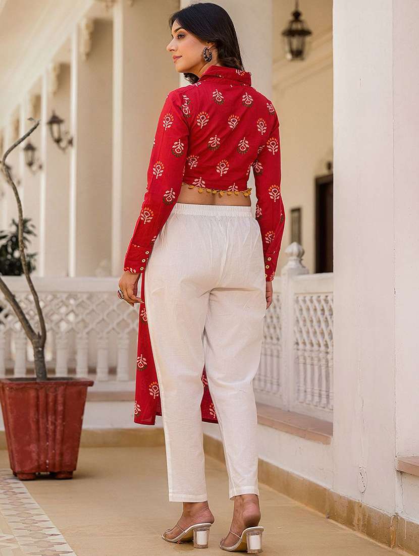 women printed long sleeve high-low kurta  - 22579211 -  Standard Image - 4