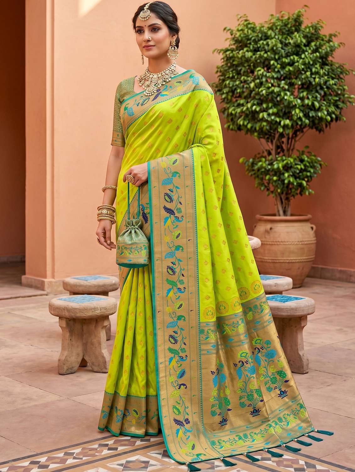 women self design paithani saree with blouse - 22579232 -  Standard Image - 1