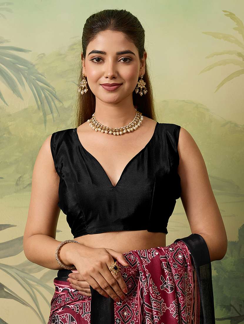 women printed mirror work saree with blouse - 22579264 -  Standard Image - 4