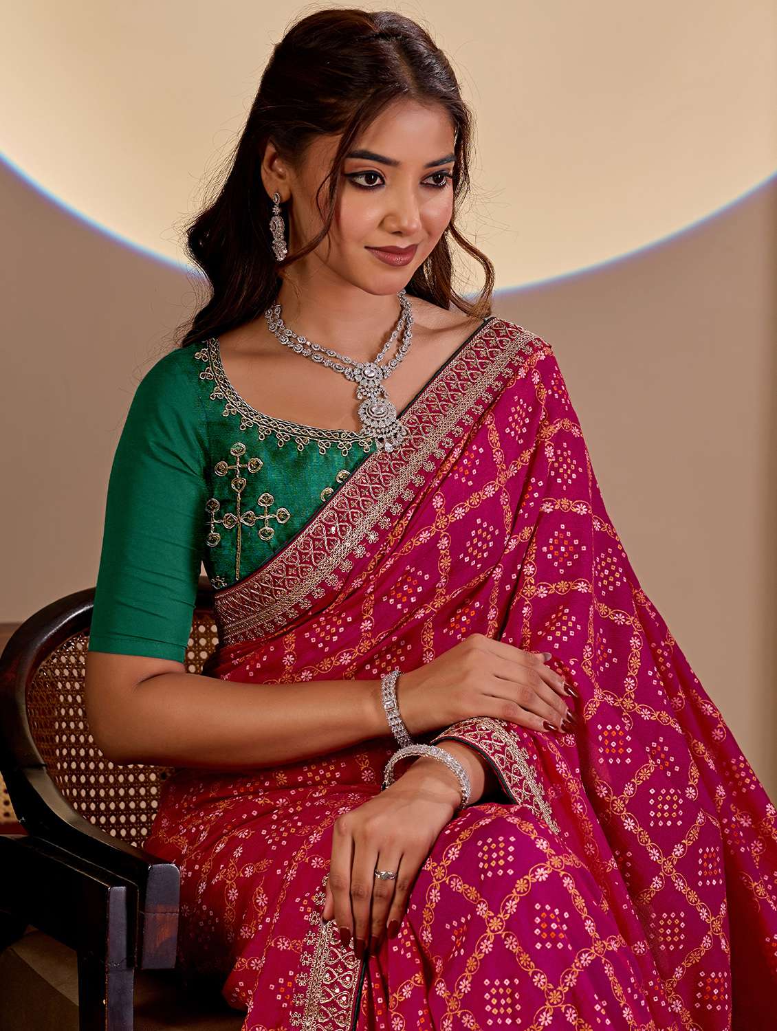 women bandhani printed saree with blouse - 22579274 -  Standard Image - 1