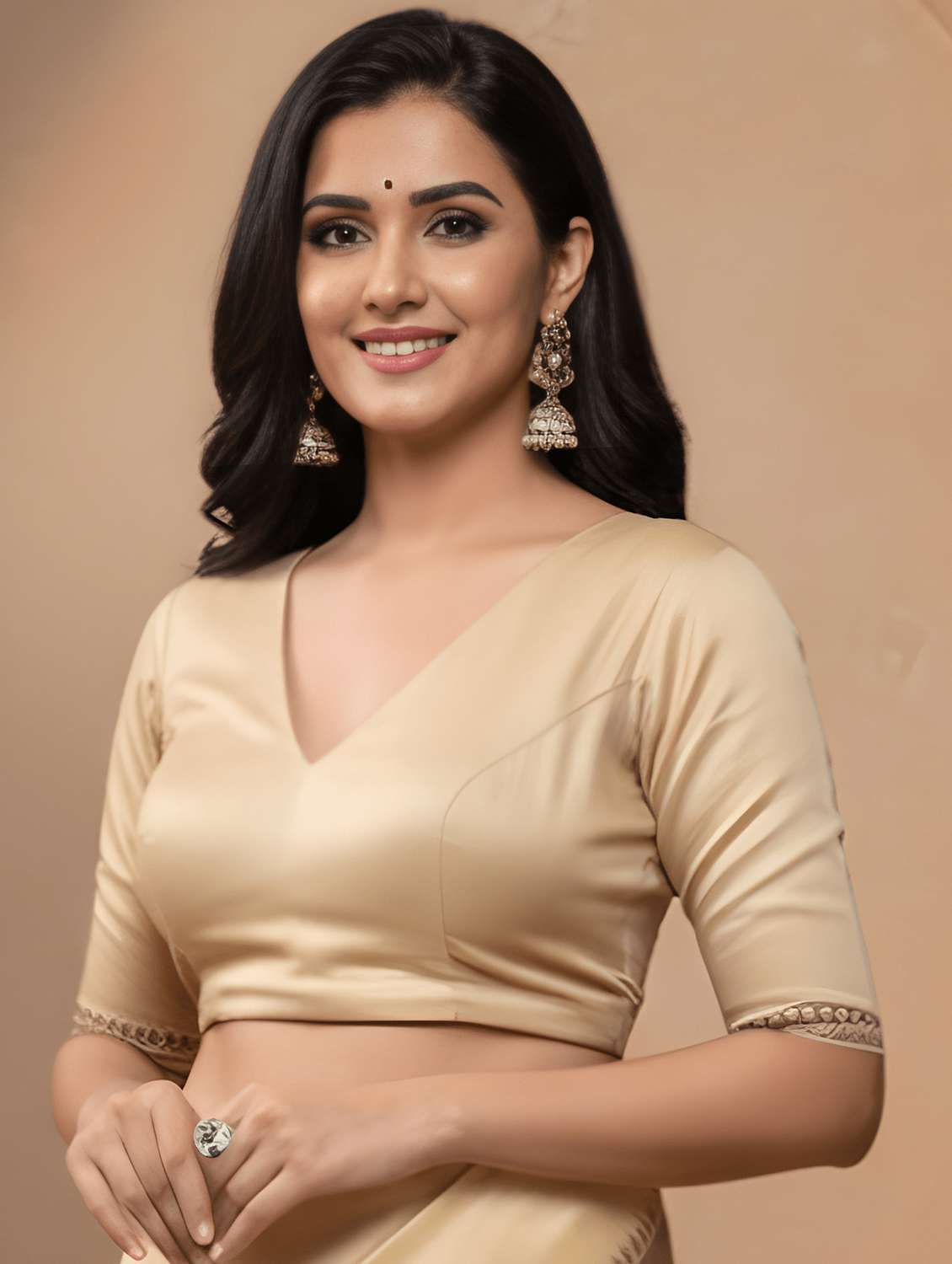 Women Solid With Bordered Saree With Blouse - 22579286 -  Standard Image - 4