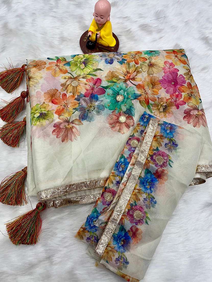women printed casual wear saree with blouse - 22579323 -  Standard Image - 4
