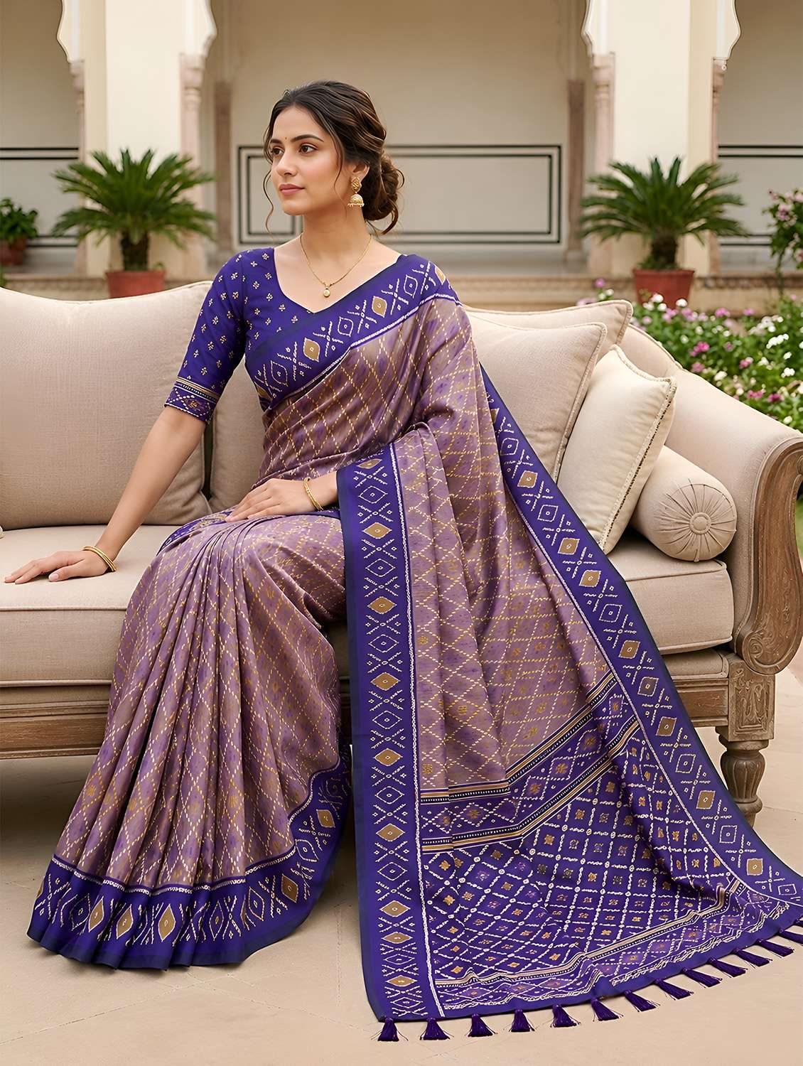 women self design patola saree with blouse - 22579334 -  Standard Image - 4